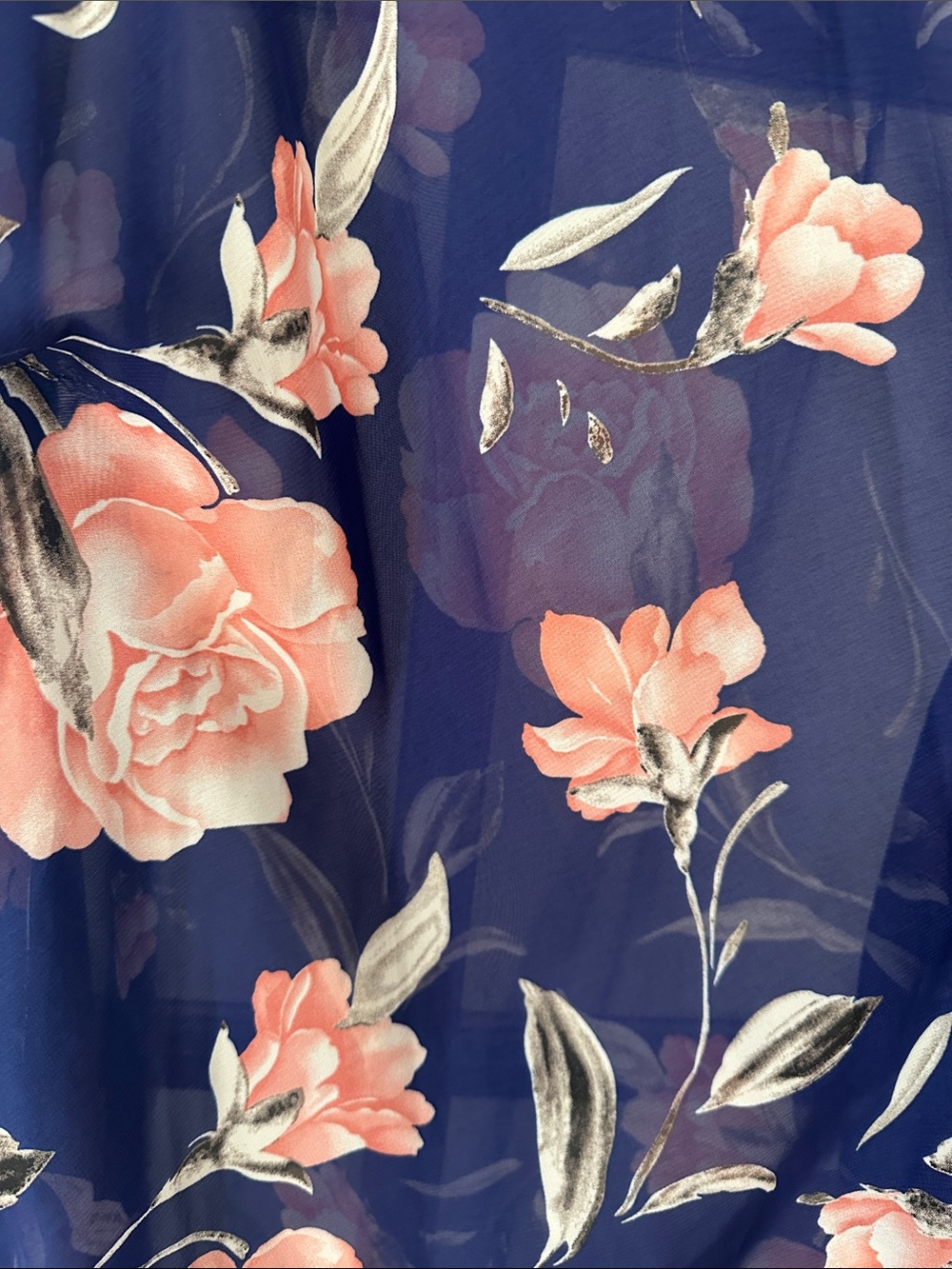 emory park Navy Floral Sheer Overlay with Pink Rose Accents - Picture 3 of 3